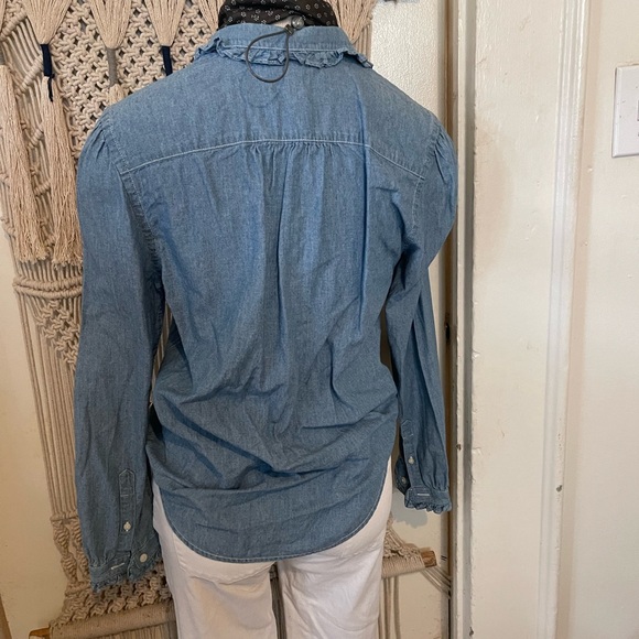 Lauren Jeans co. Ralph Lauren denim ruffle button up size small - Picture 4 of 6